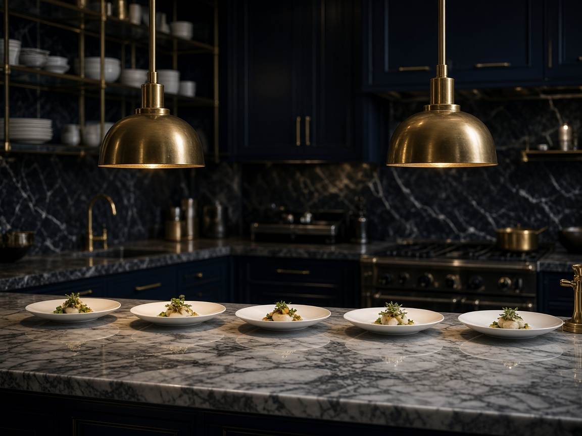 Marble chef counter at Chefessa London